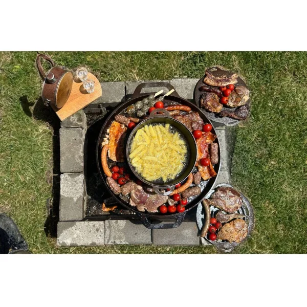Disc pentru gratar, fonta, tip grill, cu picioare, set 4 piese, 49.5 cm
