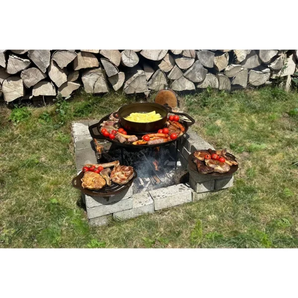 Disc pentru gratar, fonta, tip grill, cu picioare, set 4 piese, 49.5 cm