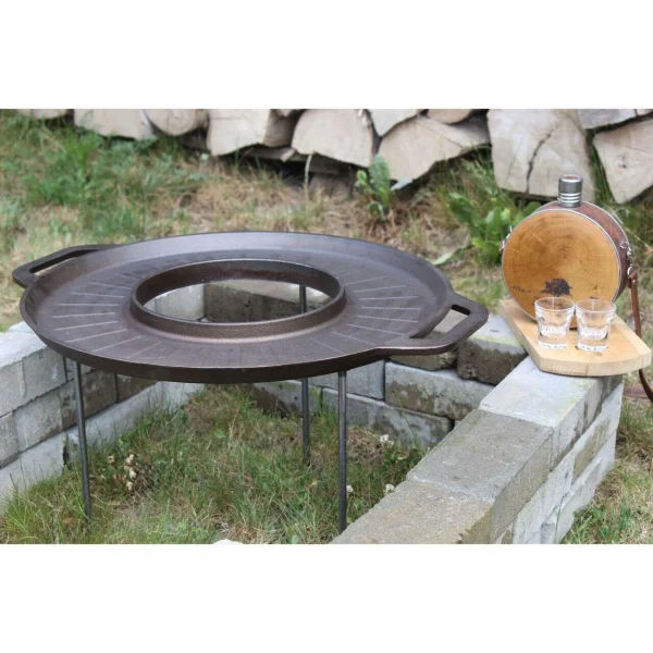 Disc pentru gratar, fonta, tip grill, cu picioare, set 4 piese, 49.5 cm