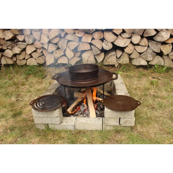 Disc pentru gratar, fonta, tip grill, cu picioare, set 4 piese, 49.5 cm
