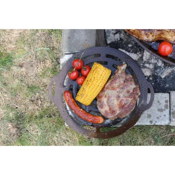 Disc pentru gratar, fonta, tip grill, cu picioare, set 4 piese, 49.5 cm