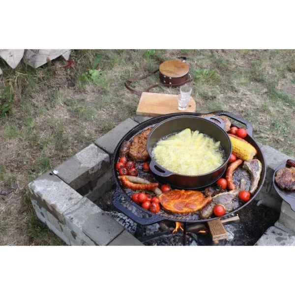 Disc pentru gratar, fonta, tip grill, cu picioare, set 4 piese, 49.5 cm