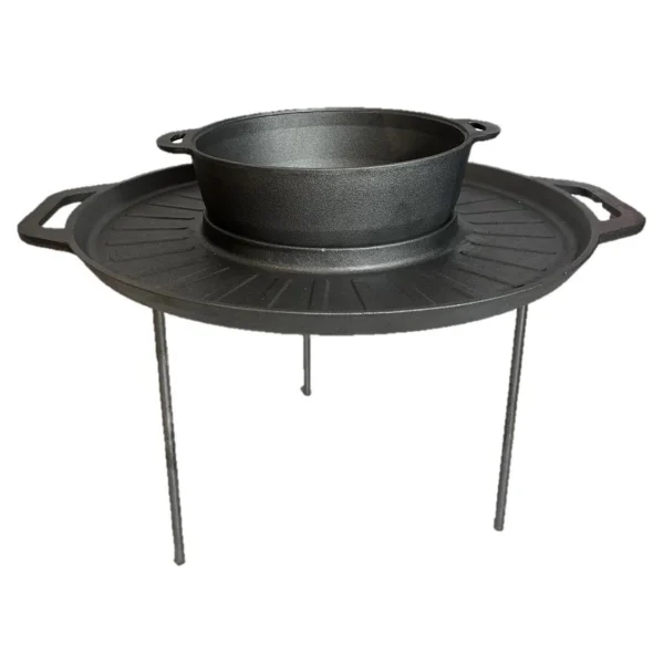 Disc pentru gratar, fonta, tip grill, cu picioare, set 4 piese, 49.5 cm
