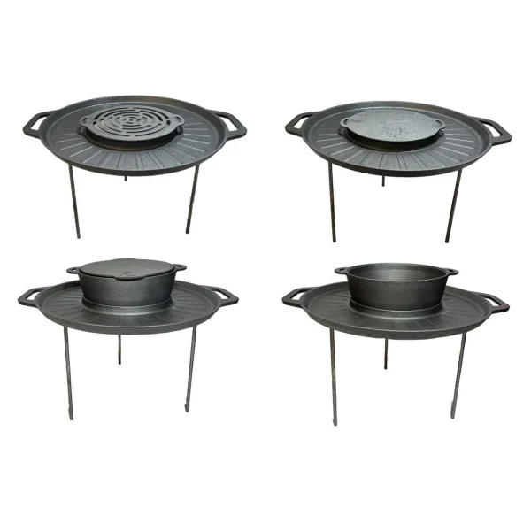 Disc pentru gratar, fonta, tip grill, cu picioare, set 4 piese, 49.5 cm