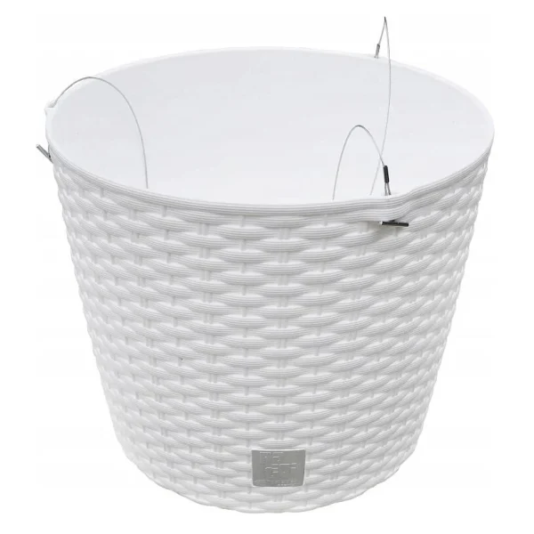 Ghiveci decorativ cu lant, Prosperplast, Rato Round, rotund, alb, 25.6x21.9 cm