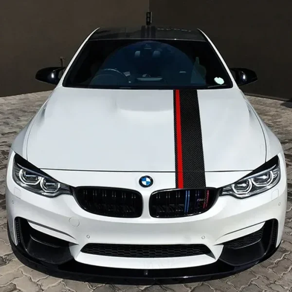 Sticker autoadeziv Tuning, model "Rally Stripe Carbon 3D", dimensiune 140 x 17 cm, culoare Negru/Rosu