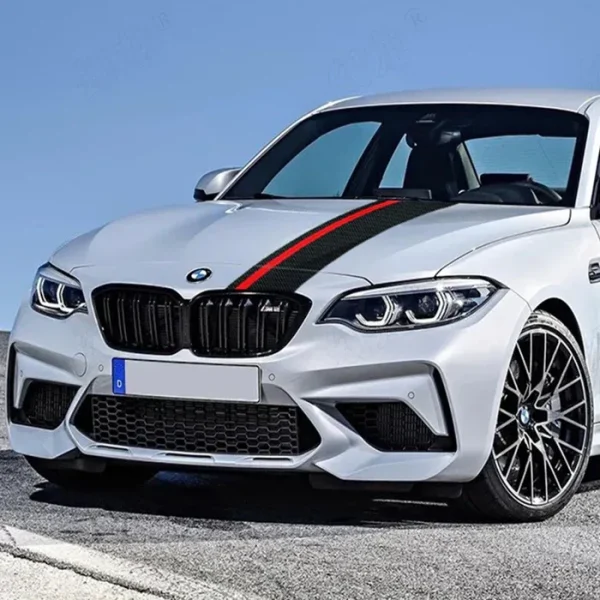 Sticker autoadeziv Tuning, model "Rally Stripe Carbon 3D", dimensiune 140 x 17 cm, culoare Negru/Rosu