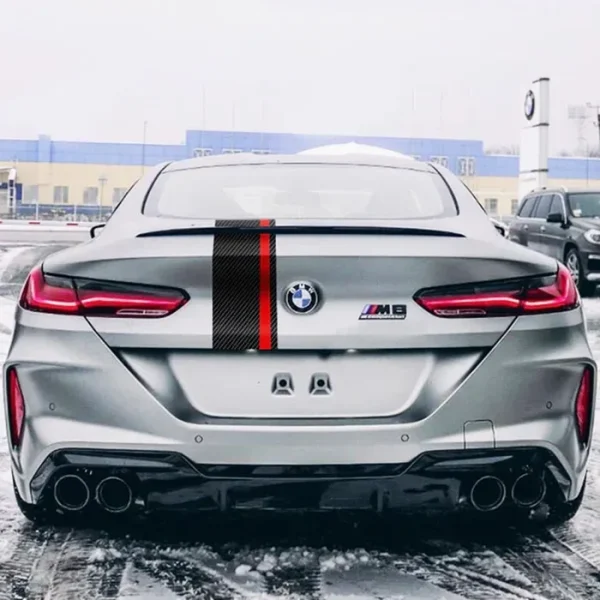 Sticker autoadeziv Tuning, model "Rally Stripe Carbon 3D", dimensiune 140 x 17 cm, culoare Negru/Rosu