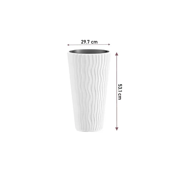 Ghiveci decorativ de flori, rotund, inalt, cafeniu, 29.7x53.1 cm, Sandy