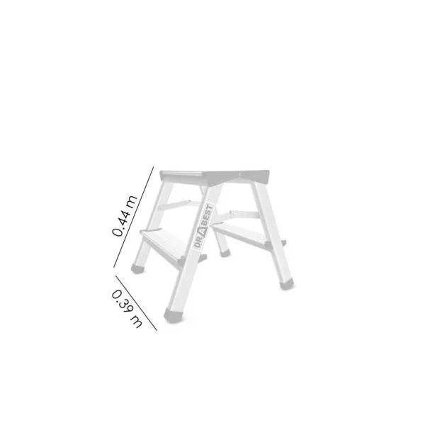 Scara aluminiu, 2 tronsoane, 1 treapta, platforma, max 125 kg, 0.44 m, Drabest