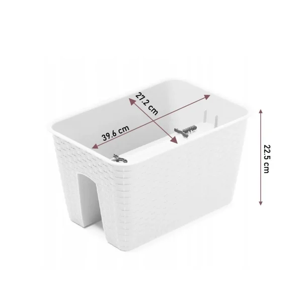 Ghiveci decorativ de flori, dreptunghiular, pentru balustrade, antracit, 39.6x27.2x22.5 cm, Ratolla Railing 