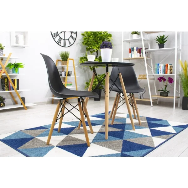 Scaun stil scandinav, Artool, Osaka, PP negru, picioare lemn natur, 46x54x81 cm