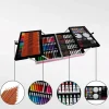 Set 145 piese pentru pictura, pentru copii sau adulti, pixuri de colorat, creioane colorate si vopsele de pictura, cu geanta de transport ROZ, model AVX-WT-BLAK