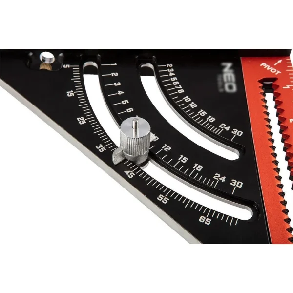 Echer tamplar/dulgher, cu rigla pliabila, aluminiu, triunghiular, 185x317 mm, NEO