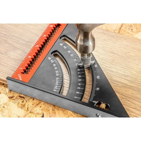 Echer tamplar/dulgher, cu rigla pliabila, aluminiu, triunghiular, 185x317 mm, NEO