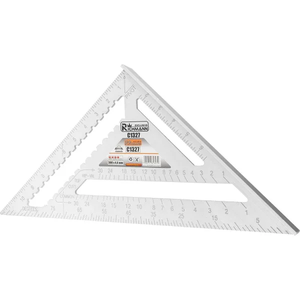Echer tamplar/dulgher, aluminiu, triunghiular, cu picior, 300x4.4 mm, Richmann Exclusive