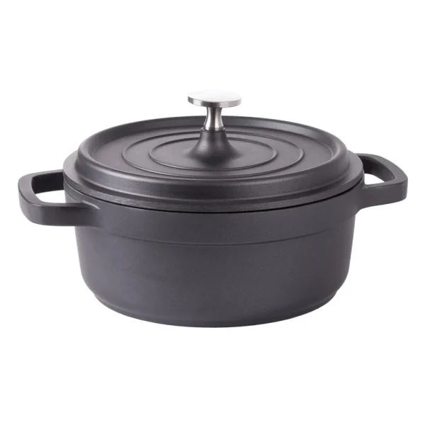 Oala de aluminiu cu capac, negru, 2.2 L, 20 cm, Verk Group