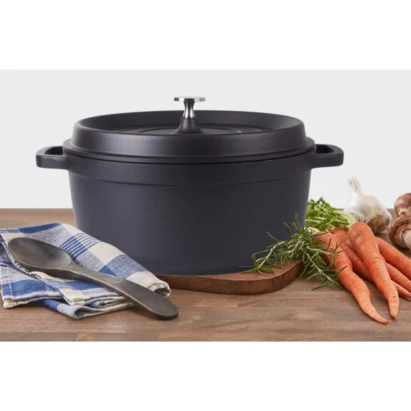 Oala de aluminiu cu capac, negru, 2.2 L, 20 cm, Verk Group