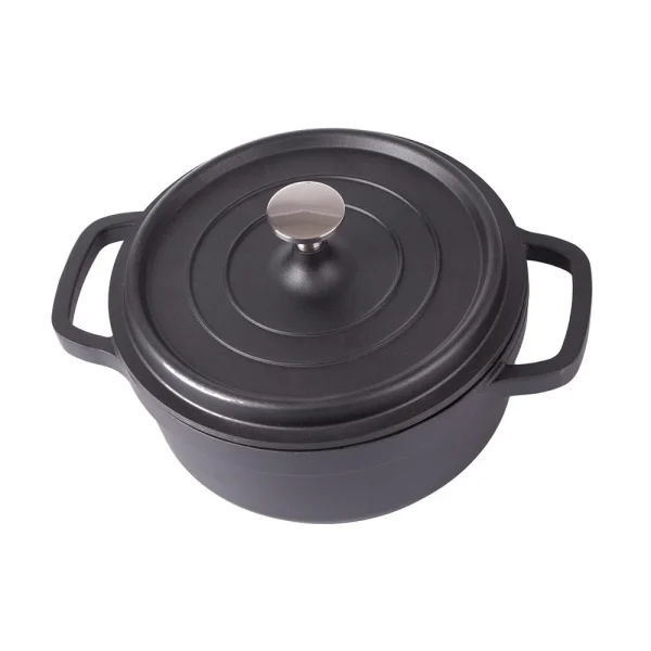 Oala de aluminiu cu capac, negru, 2.2 L, 20 cm, Verk Group