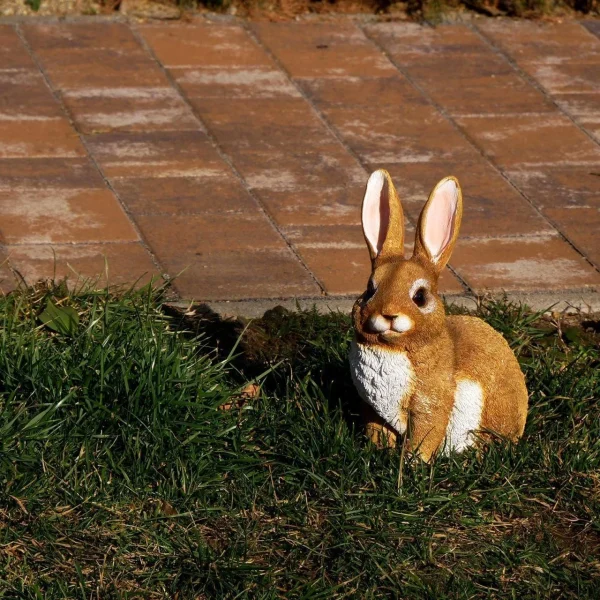 Decoratiune gradina, polirasina, iepure, 15.5x18.5x26.3 cm