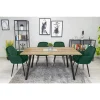 Scaun stil fotoliu bucatarie/living, Artool, Lugo, catifea verde, picioare metal negru, 57.5x56.5x86.5 cm