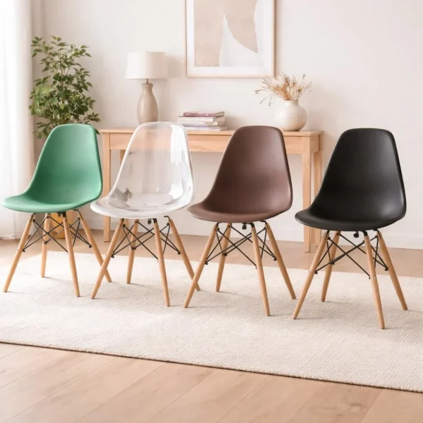 Scaun stil scandinav, Artool, Osaka, policarbonat transparent, picioare lemn natur, 46x52x82 cm