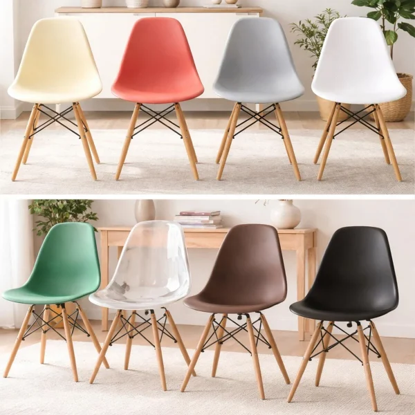 Scaun stil scandinav, Artool, Osaka, policarbonat transparent, picioare lemn natur, 46x52x82 cm