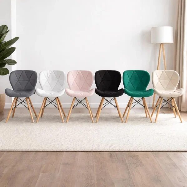 Scaun stil scandinav, Artool, Lago, catifea bej, picioare lemn natur, 47x52x74 cm