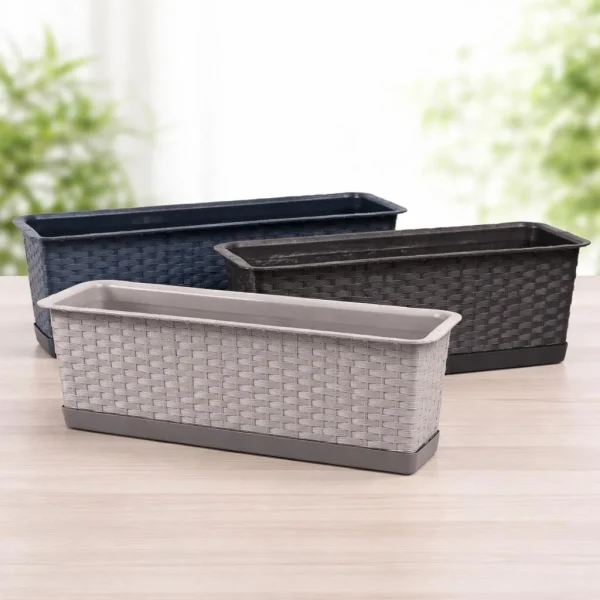 Set 4 jardiniere decorative, antracit, 68.5x17.3x15 cm, Ratolla Case P