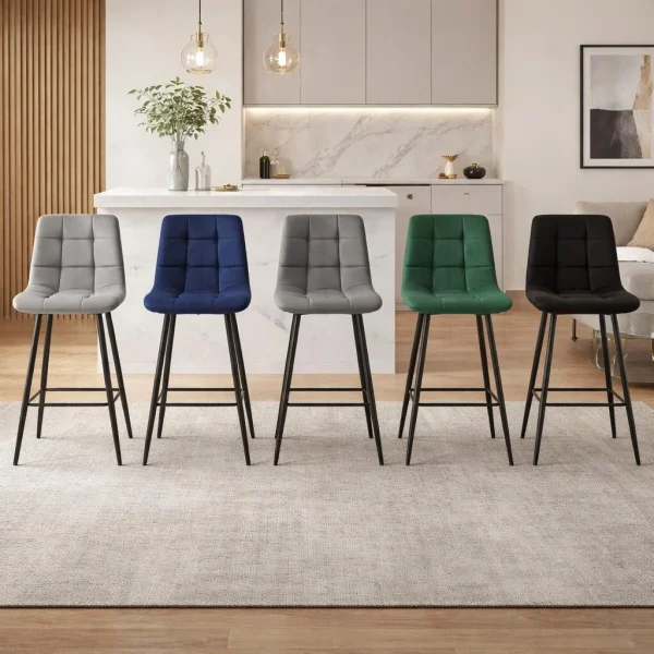 Scaun de bucatarie/bar, Artool, Arceto, catifea neagra, picioare metal negru, 43.5x32.5x104 cm