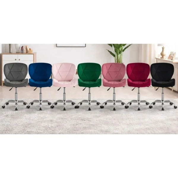 Scaun de birou, Artool, Avola, rotativ, catifea, roz inchis, 53.5x55x72.5-86.5 cm