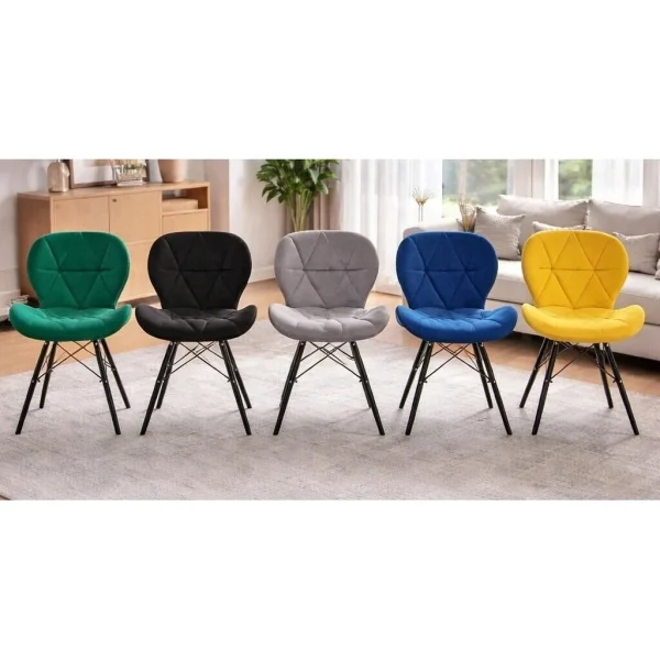 Scaun stil scandinav, Artool, Lago Velvet, catifea verde, picioare lemn negru, 47x52x73.5 cm