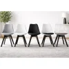 Scaun bucatarie/living, Artool, Mark, PP alb, picioare negre, perna piele ecologica neagra, 49x43x82 cm