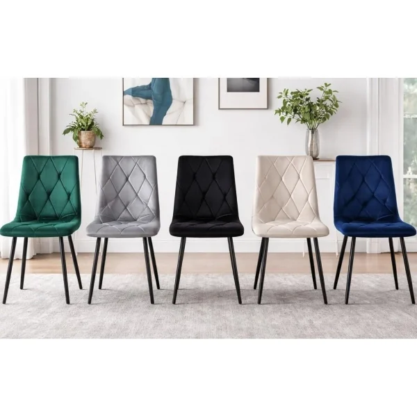 Scaun bucatarie/living, Artool, Libra, catifea neagra, picioare metal negru, 44x40x88.5 cm