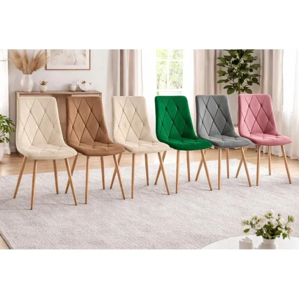 Scaun bucatarie/living, Artool, Libra, catifea verde, picioare metal natur, 45x54x86.5 cm