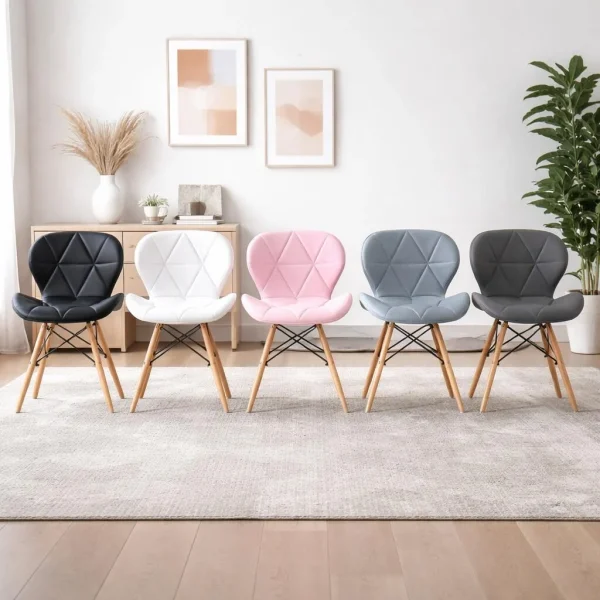 Scaun stil scandinav, Artool, Lago, piele ecologica neagra, picioare lemn natur, 47x38x73 cm