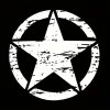 Sticker autoadeziv pentru vehicule Off Road, model "Rusted Army Star", dimensiune 50 x 50 cm, culoare Alba
