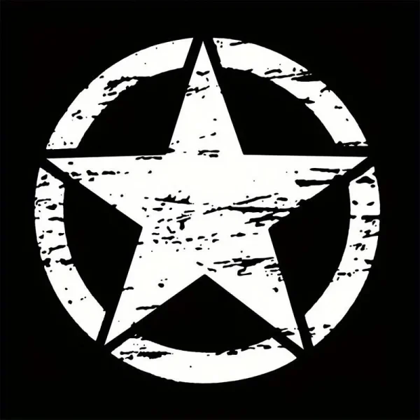 Sticker autoadeziv pentru vehicule Off Road, model "Rusted Army Star", dimensiune 50 x 50 cm, culoare Alba