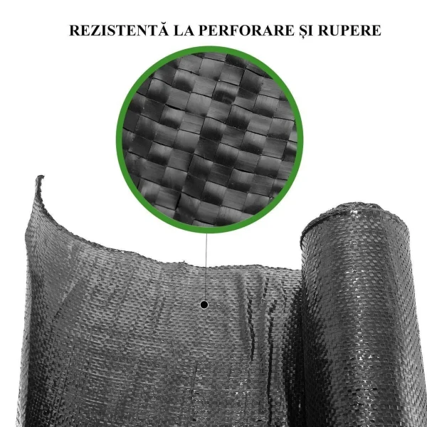 Folie antiburuieni, polipropilena, tesuta, neagra, 100 g/m2, 1.5x10 m