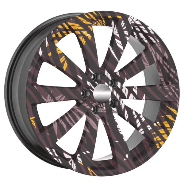 Set 4 Folii Imprimate Outdoor cu EcoSolvent, autoadezive, pentru decorarea jantelor auto, dimetru 60 cm, model FJT-03