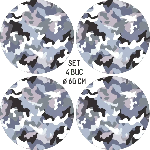 Set 4 Folii Imprimate Outdoor cu EcoSolvent, autoadezive, pentru decorarea jantelor auto, dimetru 60 cm, model FJT-08