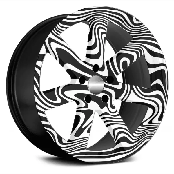 Set 4 Folii Imprimate Outdoor cu EcoSolvent, autoadezive, pentru decorarea jantelor auto, dimetru 60 cm, model FJT-09