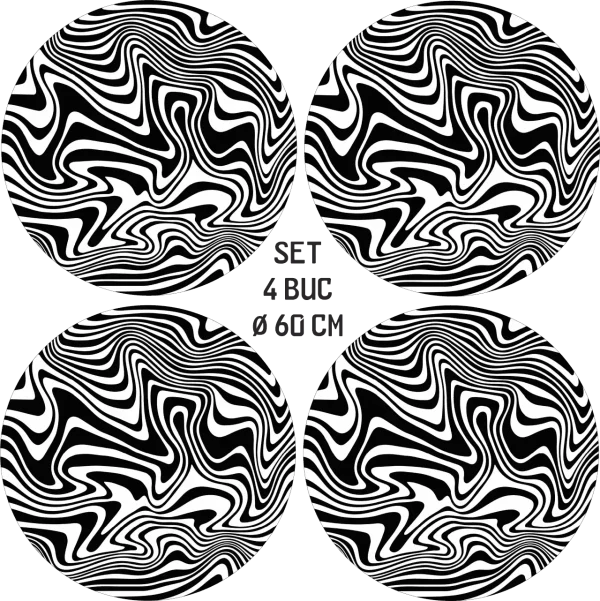Set 4 Folii Imprimate Outdoor cu EcoSolvent, autoadezive, pentru decorarea jantelor auto, dimetru 60 cm, model FJT-09