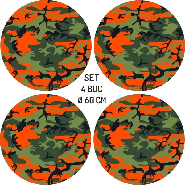 Set 4 Folii Imprimate Outdoor cu EcoSolvent, autoadezive, pentru decorarea jantelor auto, dimetru 60 cm, model FJT-29