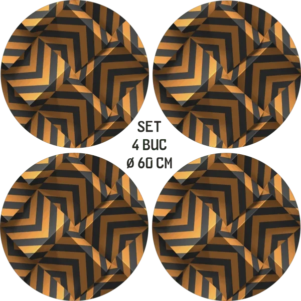 Set 4 Folii Imprimate Outdoor cu EcoSolvent, autoadezive, pentru decorarea jantelor auto, dimetru 60 cm, model FJT-30