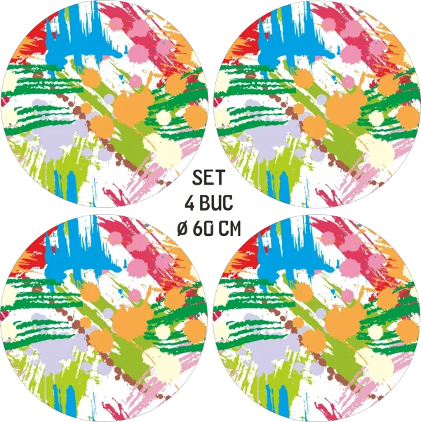 Set 4 Folii Imprimate Outdoor cu EcoSolvent, autoadezive, pentru decorarea jantelor auto, dimetru 60 cm, model FJT-33