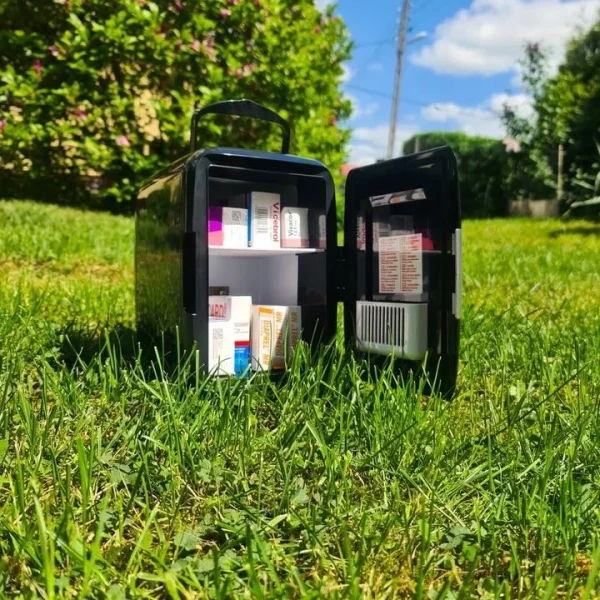 Frigider turistic, mini, 12V/220V, negru, 4 L, 17.5x23.5x25 cm, Malatec