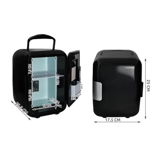 Frigider turistic, mini, 12V/220V, negru, 4 L, 17.5x23.5x25 cm, Malatec