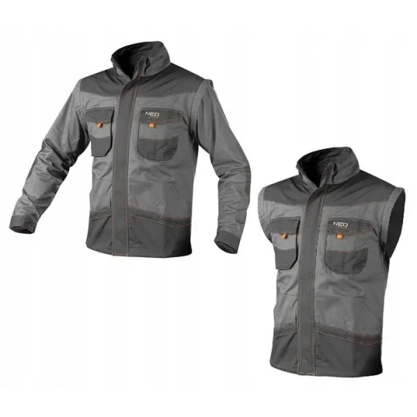 Geaca de lucru, convertibila in vesta, 2 in 1, maneci detasabile, bumbac, marimea XL/54, NEO