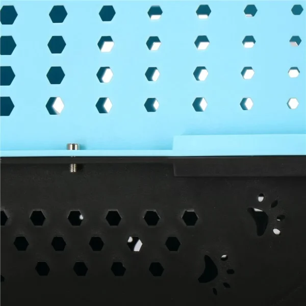 Geanta pentru transport caine/pisica, Springos, albastru si negru, plastic, max 7 kg, 48x33x28 cm